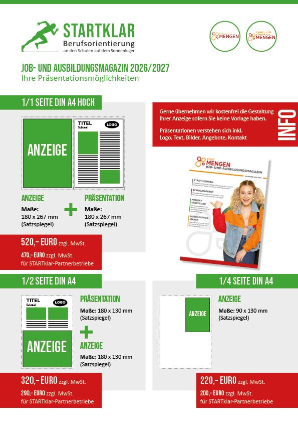 Anzeigenpakete für das Jobmagazin 2026/2027